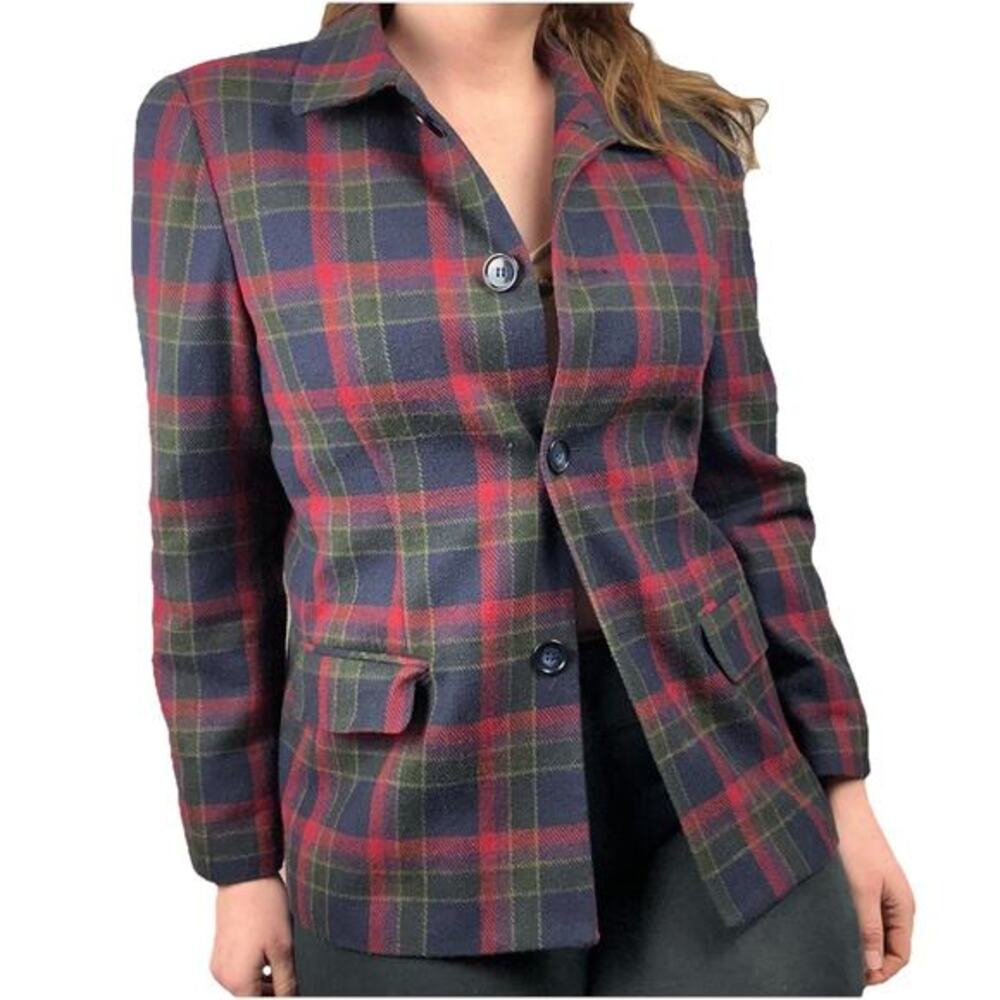 Vintage Requirements Women’s Plaid Blazer Jacket Size 12 Chunky‎ Retro Holiday
